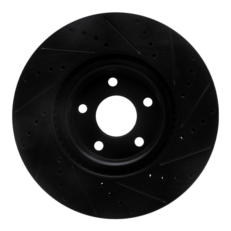 Ford Bronco Sport Brake Rotor (1) - Front Left - R1 Concepts - Drilled & Slotted - Black - `20-`25